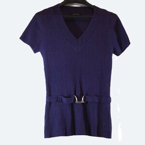 Dulcinea anthropologie purple short sleeves sweater with belted waist size L